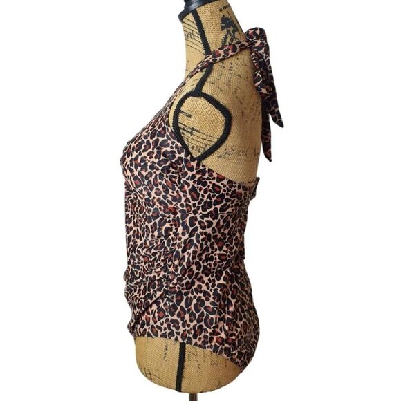 Kona Sol Womens Swimsuit 16W Leopard Twist-Front Halter One Piece Swimsuit Beach - Picture 6 of 7